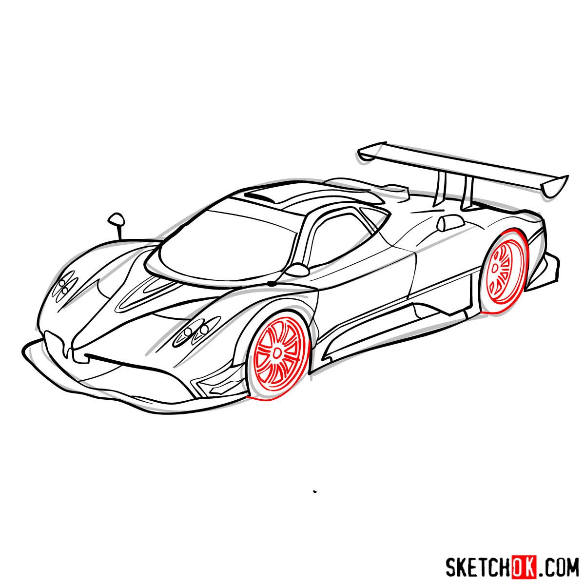 How to draw Pagani Zonda - Sketchok easy drawing guides