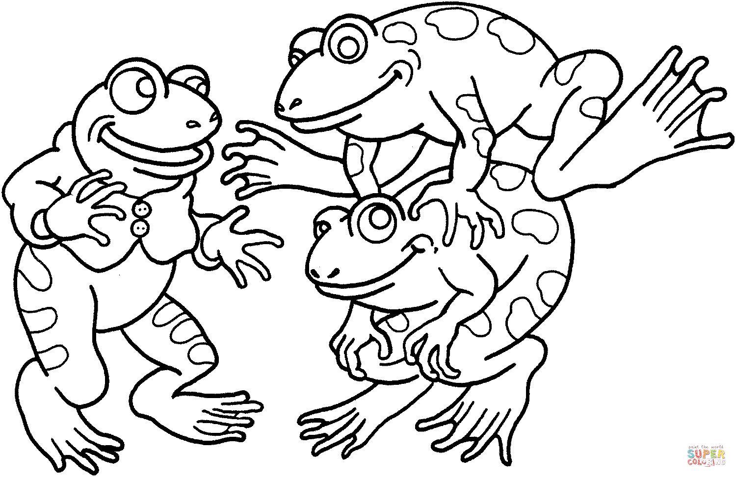 Three Frogs coloring page | Free Printable Coloring Pages