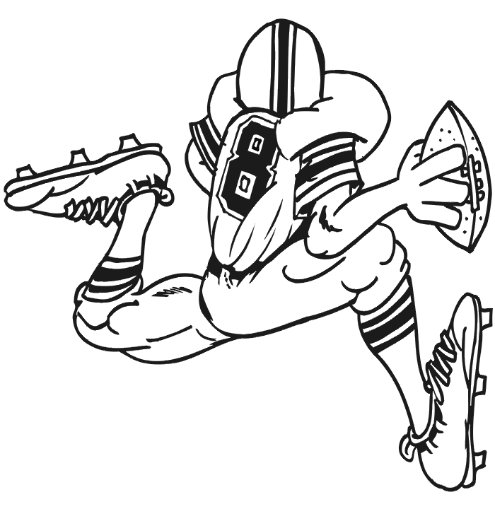 Football Coloring Picture | Quarterback Running With Ball