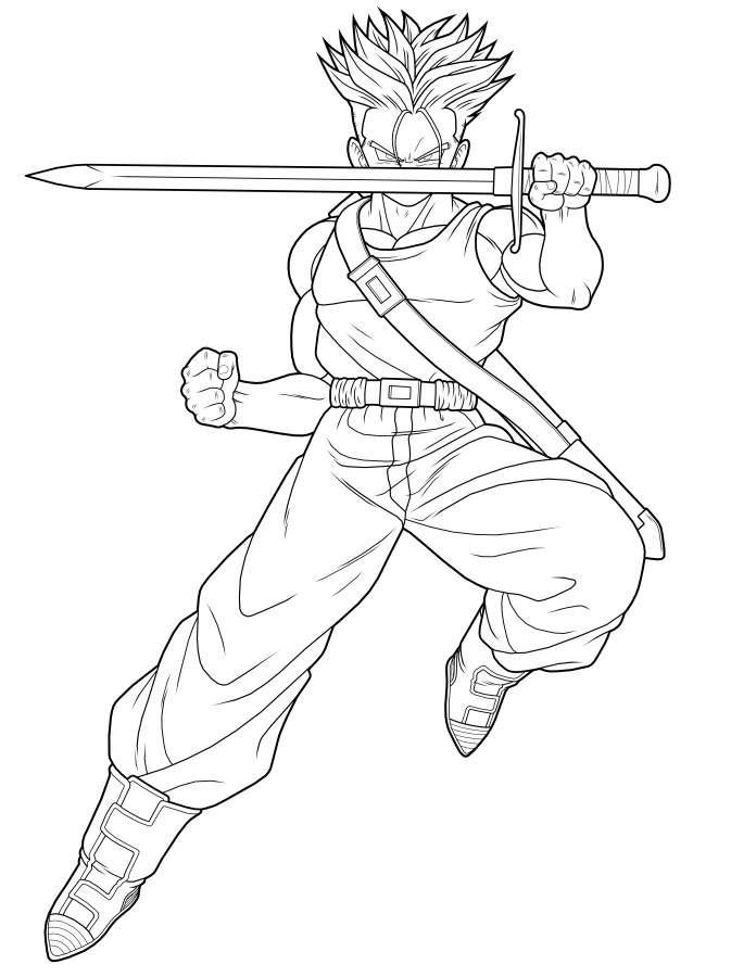 trunks sword coloring pages
