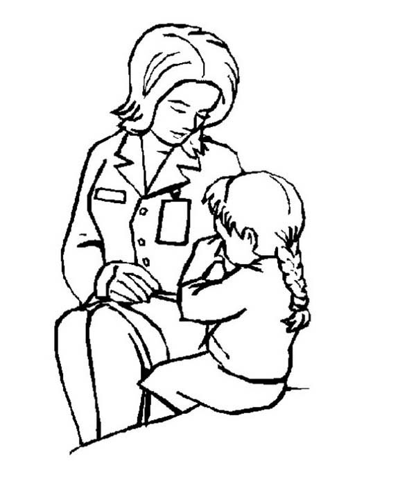 Doctor And A Crying Child Coloring Page : Coloring Sun