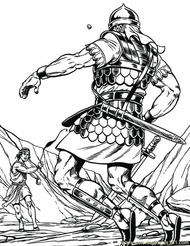 001 David And Goliath 4 Coloring Page for Kids - Free Religions Printable Coloring  Pages Online for Kids - ColoringPages101.com | Coloring Pages for Kids
