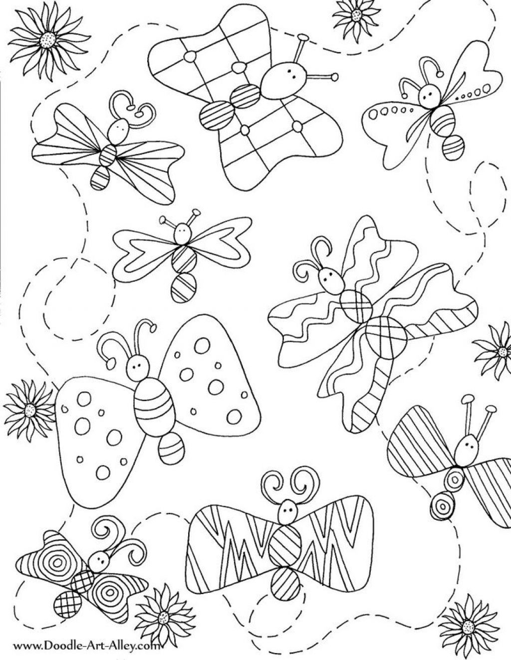 Doodle Art Alley Coloring Pages Butterflies – Auto Coloring