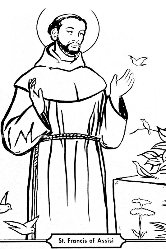 Saint Francis of Assisi Catholic coloring page