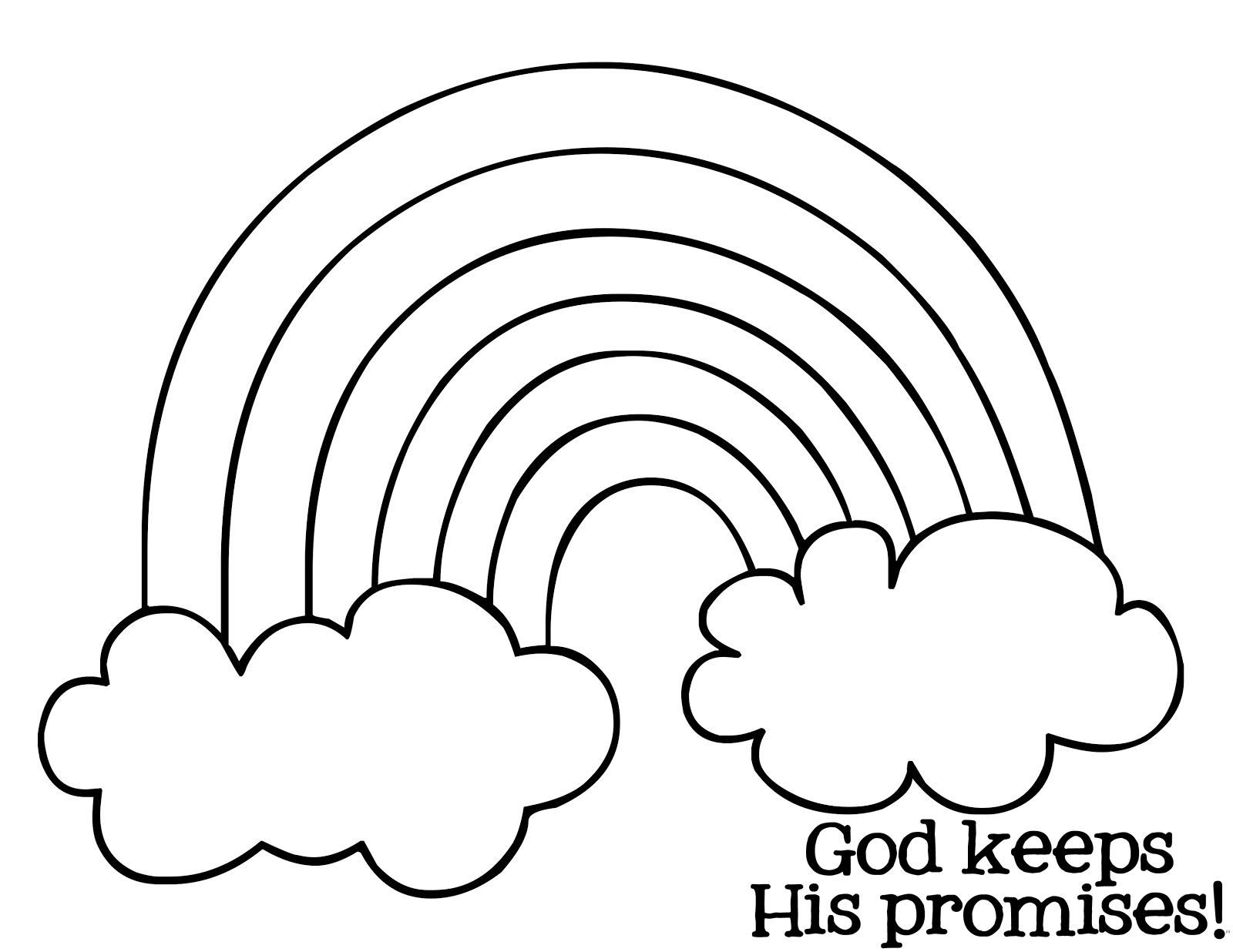 rainbow clipart for kids black and white