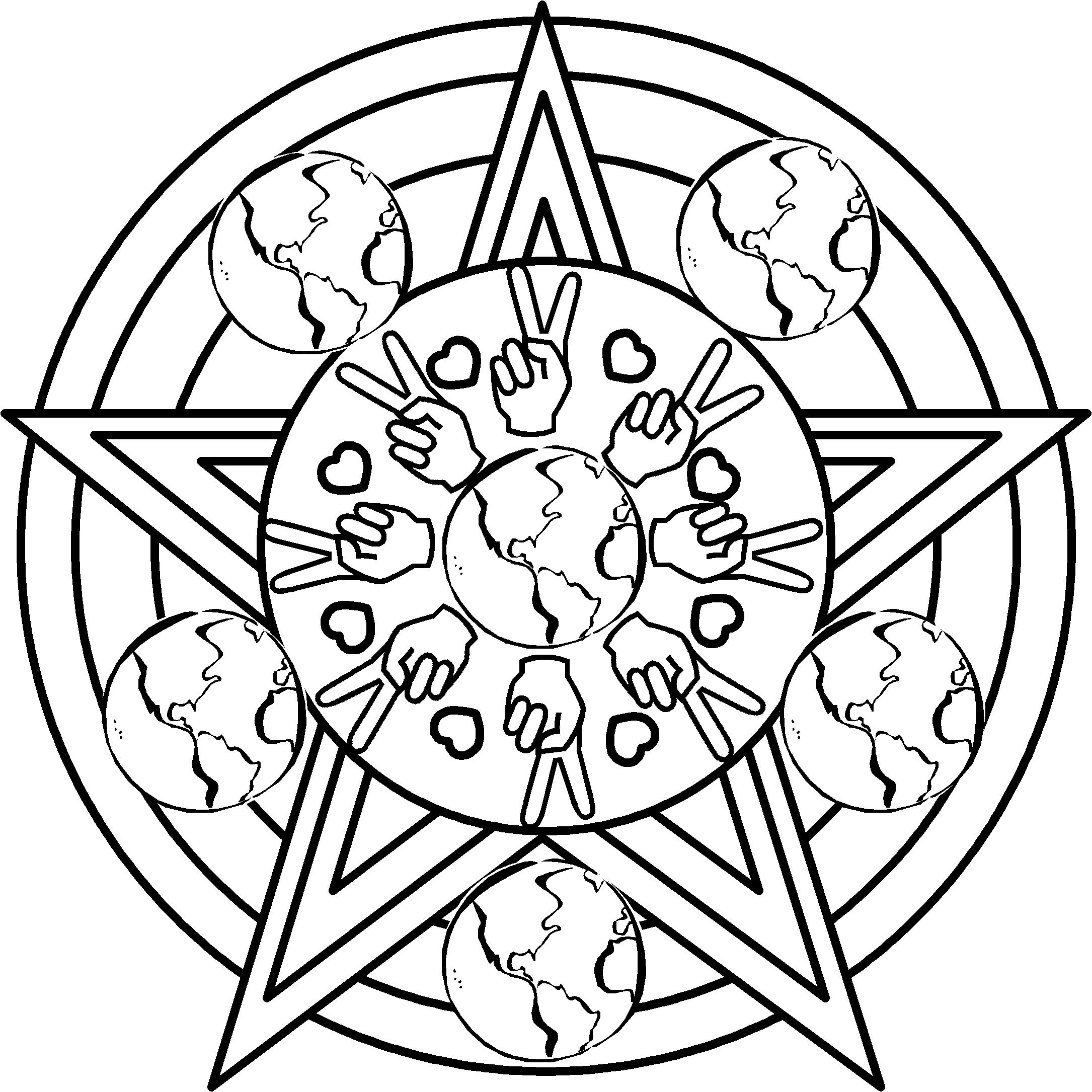 coloring page sign peace symbol. angel fish peace sign. coloring ...