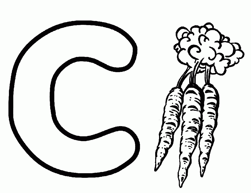 Carrot And Cow Coloring Pages Alphabet C | Alphabet Coloring pages ...