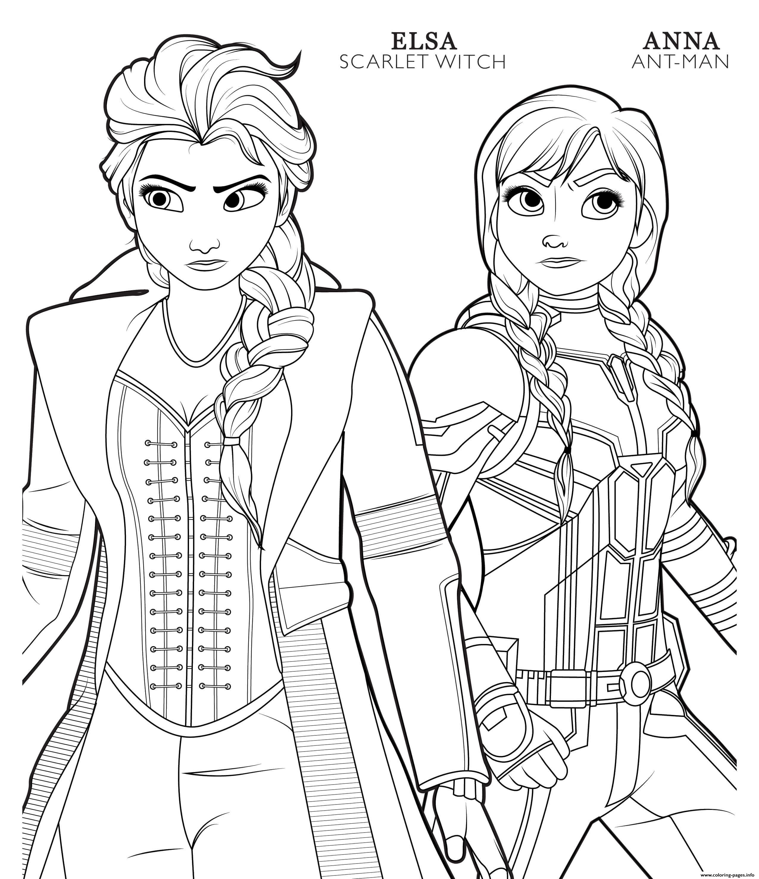 Ant Man Anna And Scarlet Witch Elsa ...coloring-pages.info