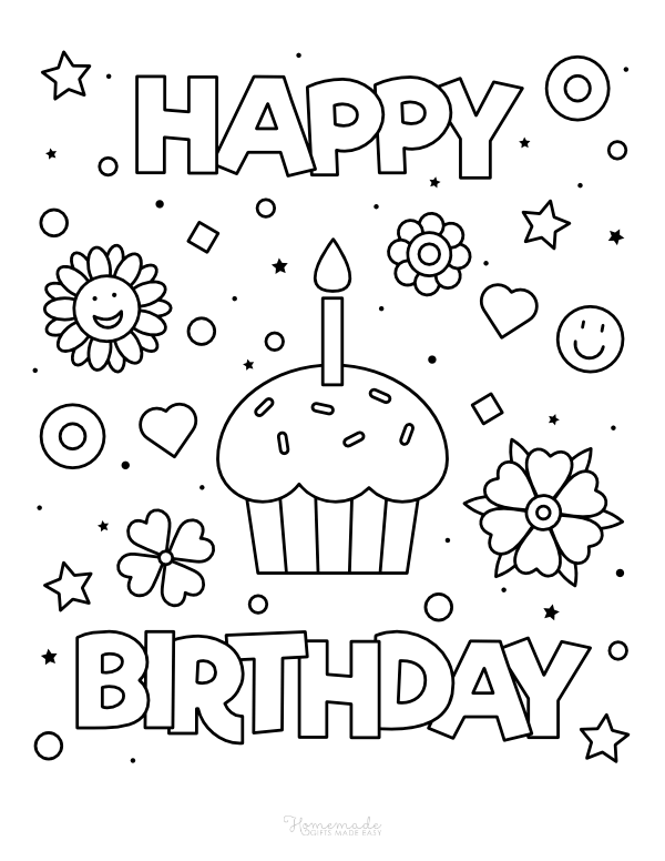 Best Happy Birthday Coloring Page Free Coloring Home