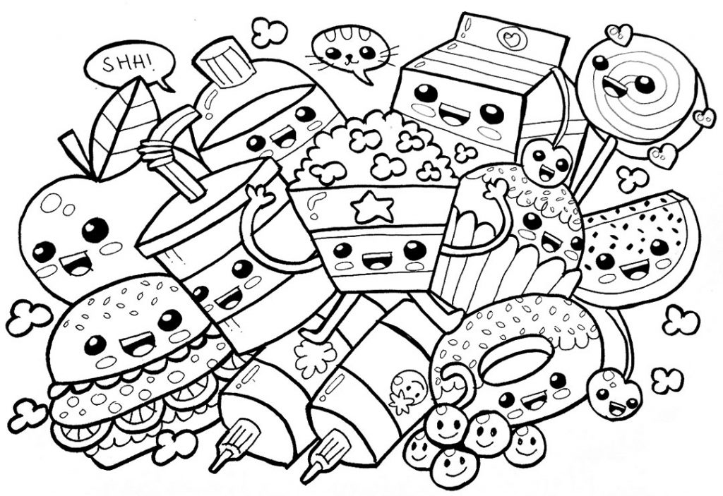 Coloring Pages | Kawaii Food Snack Coloring Pages