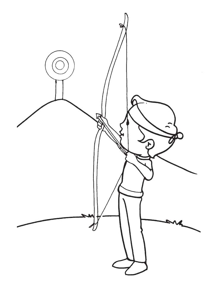 Archer practice at high target coloring page | Download Free Archer  practice at high target coloring page for kids | Best Coloring Pages