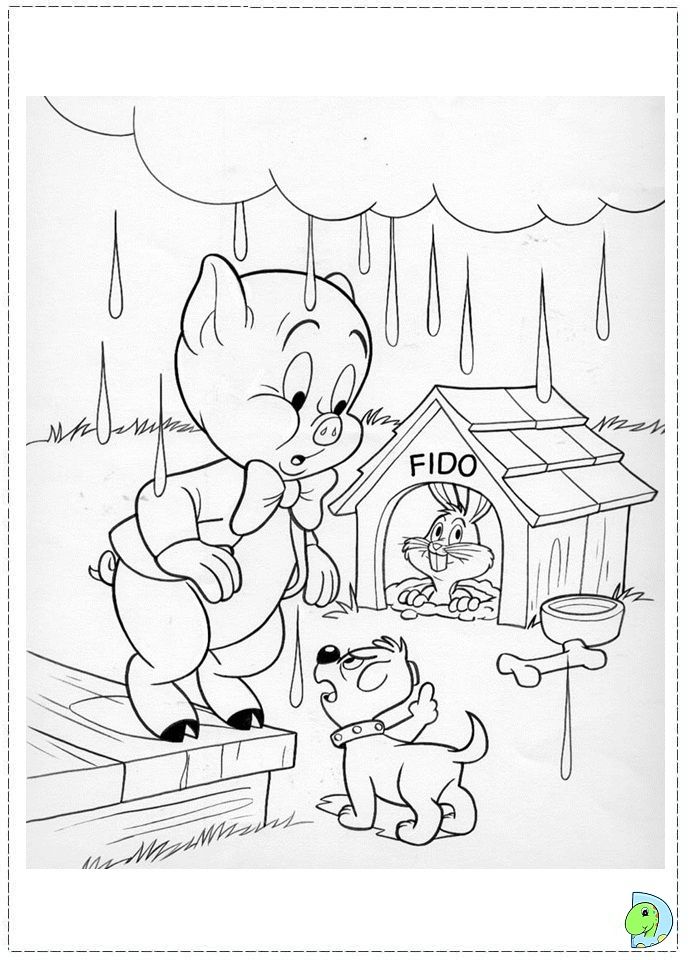Porky Pig Coloring page- DinoKids.org