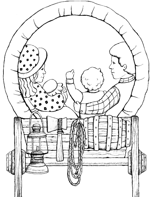 Free Covered Wagon Coloring Page