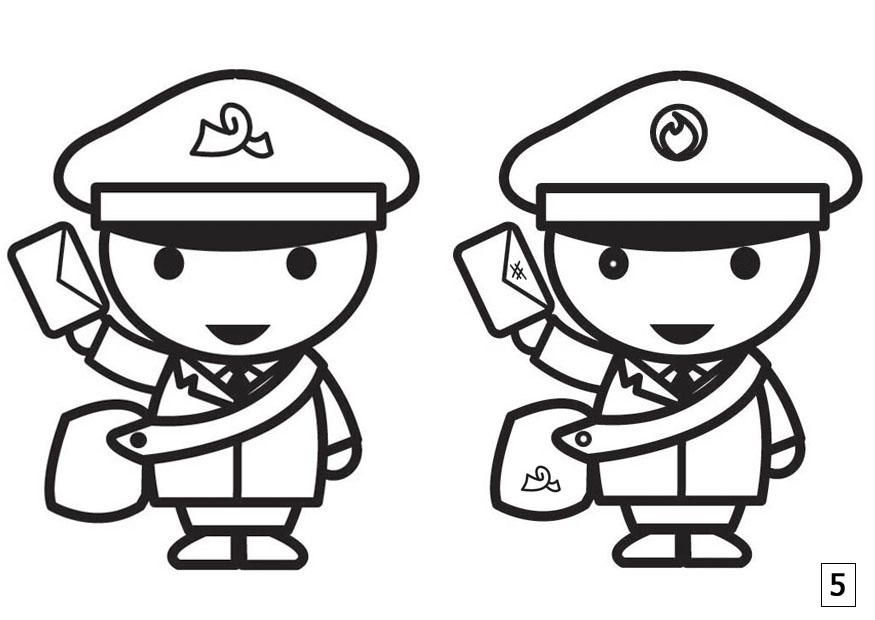 Coloring page spot the difference - mailman - img 21667.
