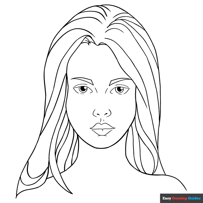 Woman's Face Coloring Page | Easy Drawing Guides