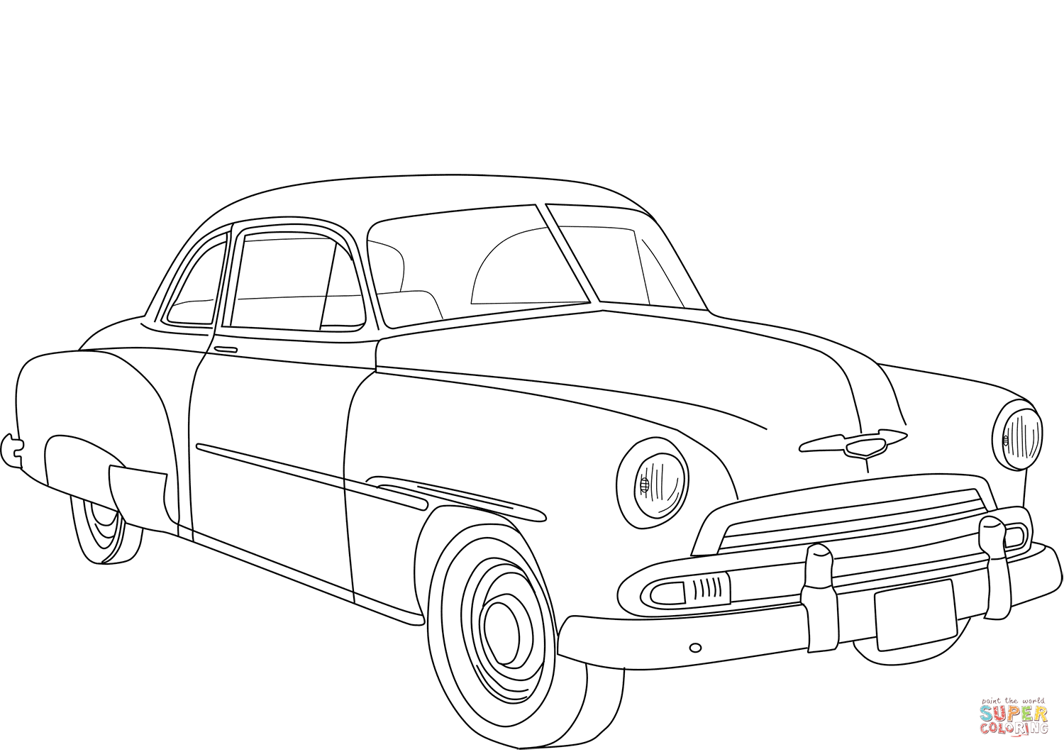 1951 Chevrolet Deluxe Coupe Coloring Page | Free Printable