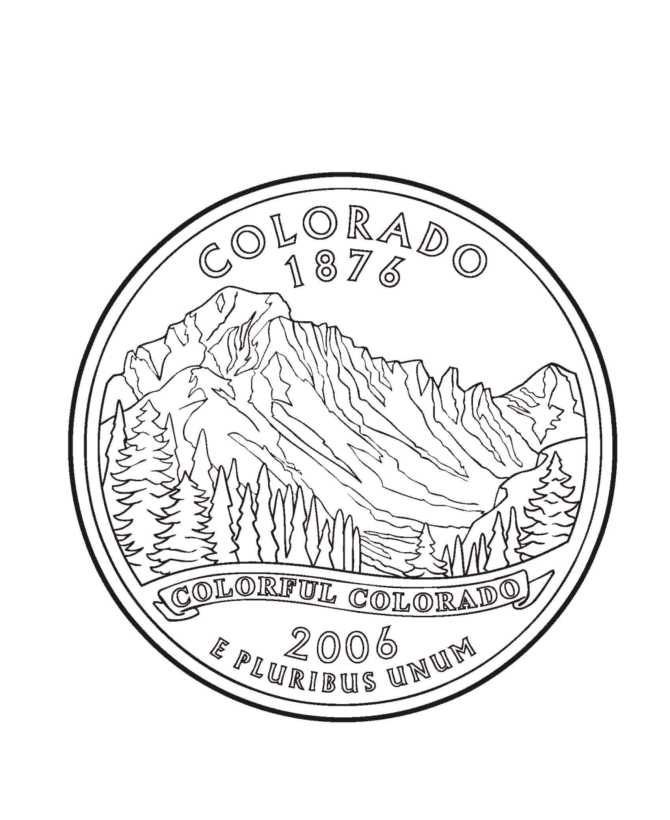 USA-Printables: Colorado State Quarter - US States Coloring Pages