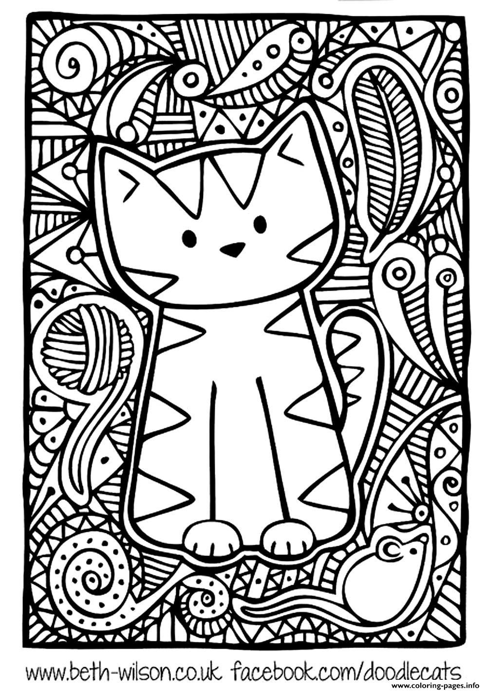 Print kitten adult difficult cute cat coloring pages | Cat ...