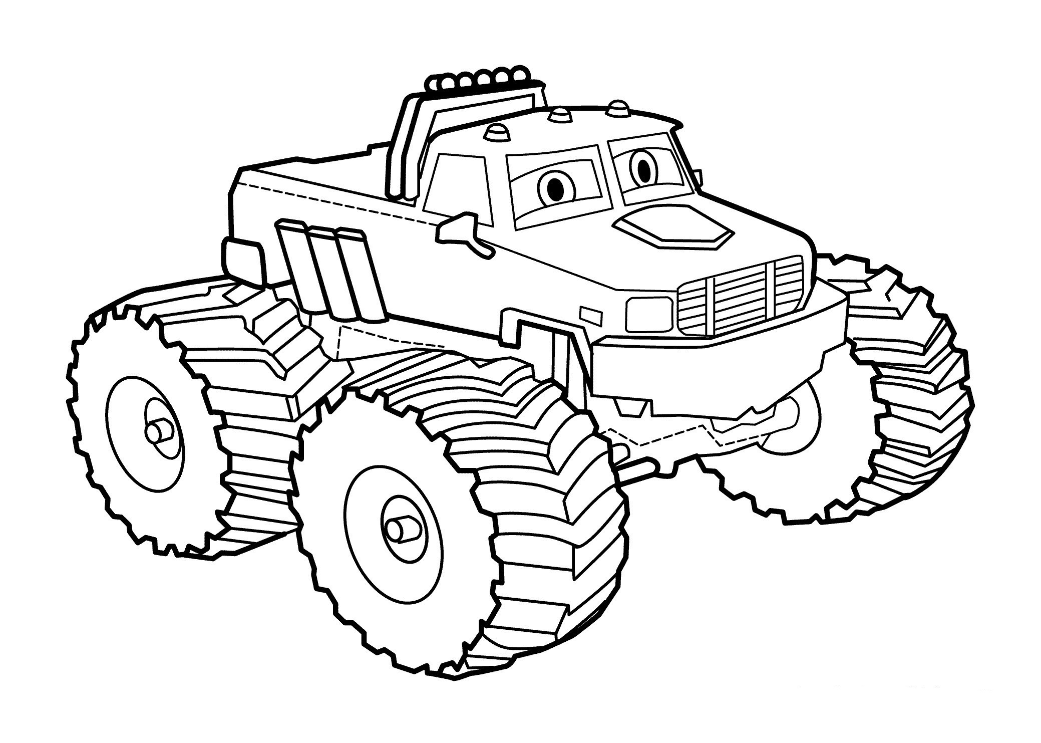 Awesome Cartoon Monster Truck Coloring Page - Free Printable Coloring Pages  for Kids
