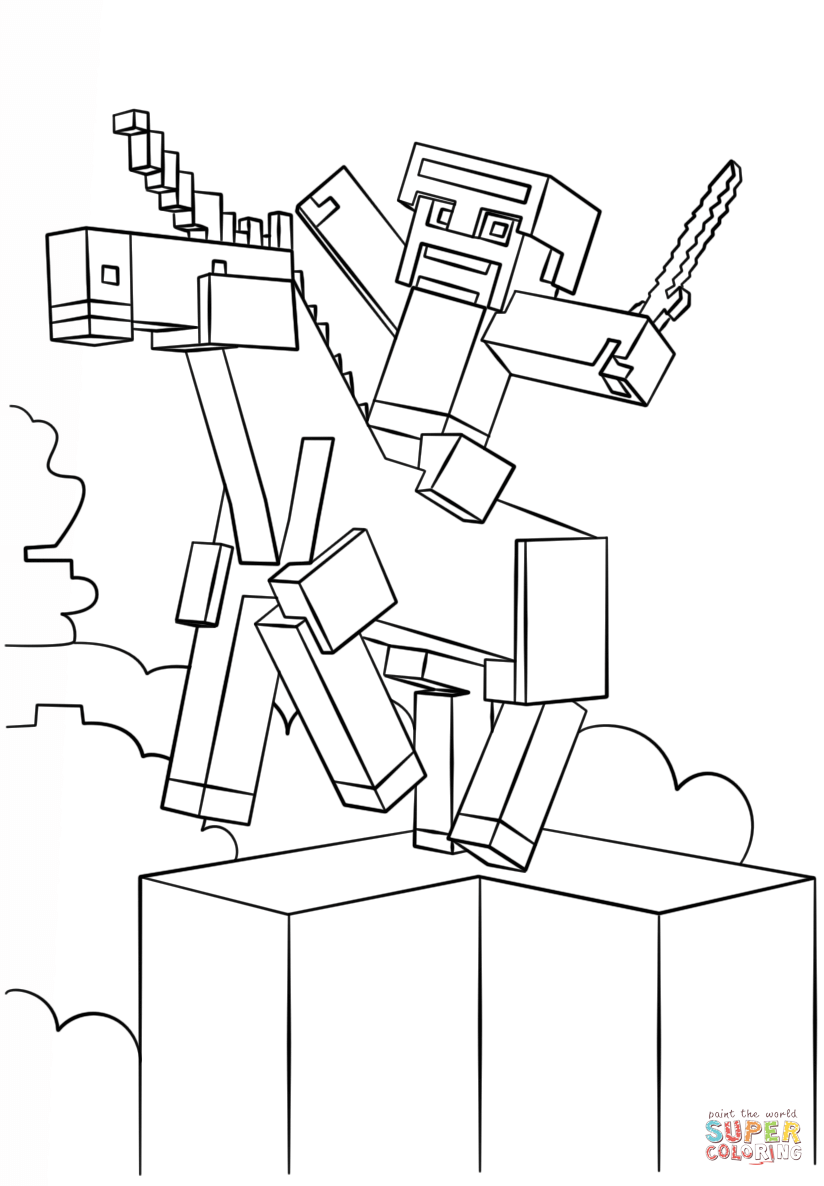 Minecraft Unicorn coloring page | Free Printable Coloring Pages