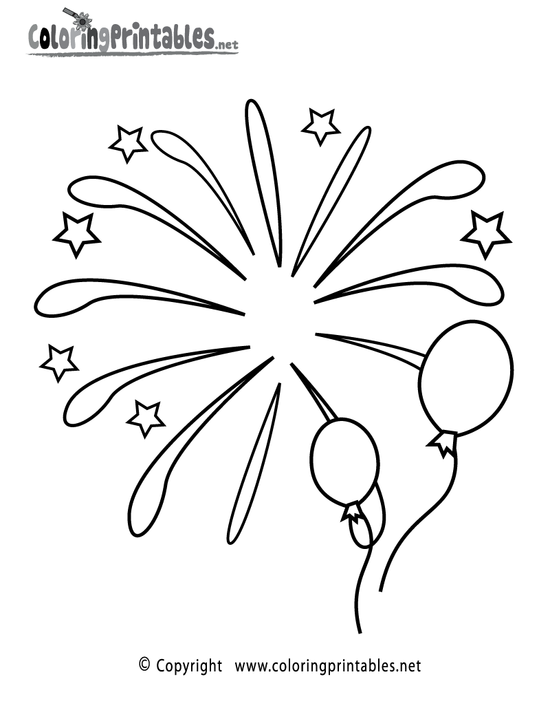Fireworks Coloring Page - A Free Holiday Coloring Printable
