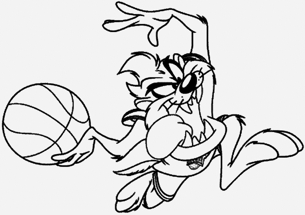 free-disney-coloring-pages-printable-tazmania-playing-basketball ...