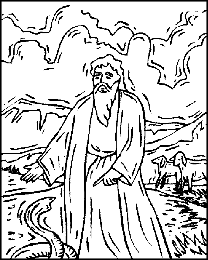 Moses And The Burning Bush That Did Not Burn Coloring Page - Coloring Home