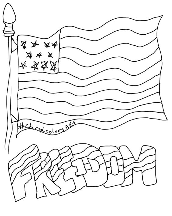 Let Freedom Ring 4th of July Coloring Page – #CherylColorsArt