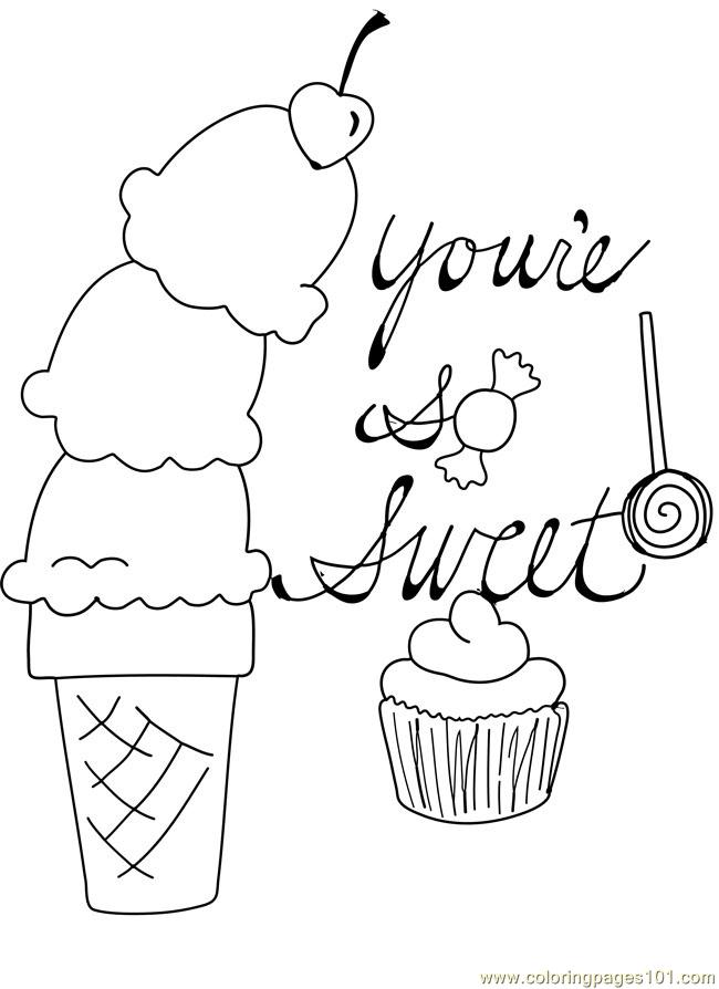 Candy Cupcake Ice Cream Cone Cherry Valentine Coloring Page for Kids - Free  Others Printable Coloring Pages Online for Kids - ColoringPages101.com | Coloring  Pages for Kids