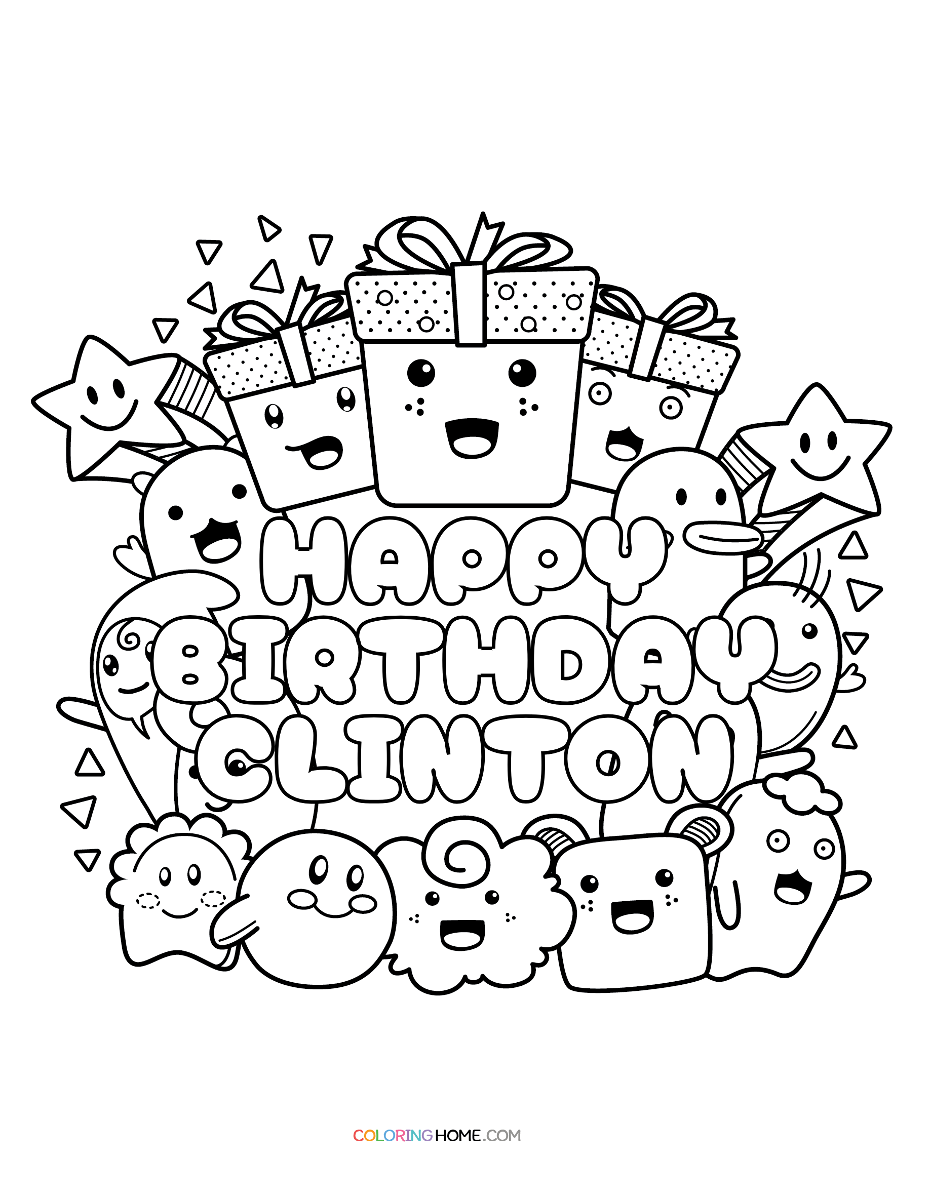 Happy Birthday Clinton coloring page