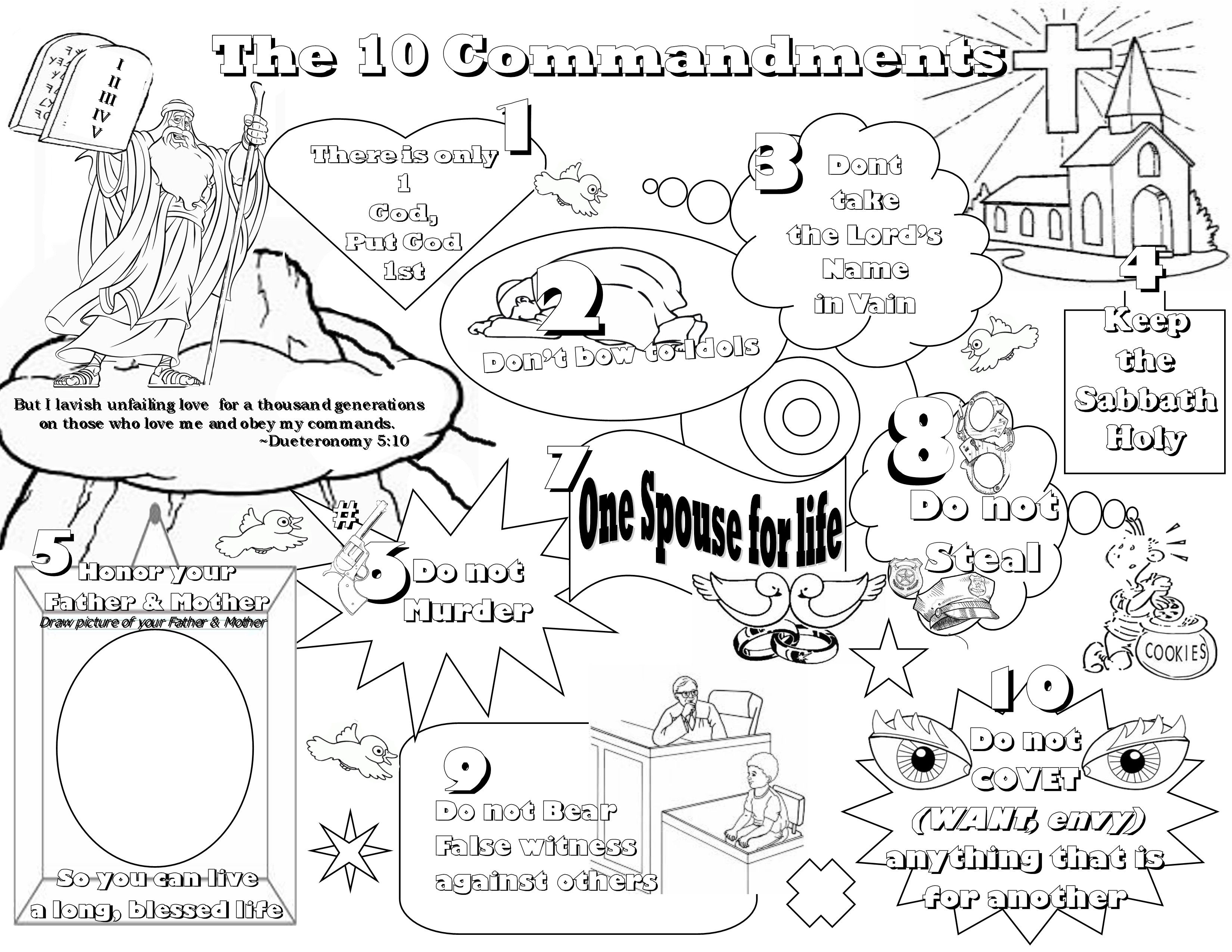 Ten Commandments Coloring Pages Mini Book 6