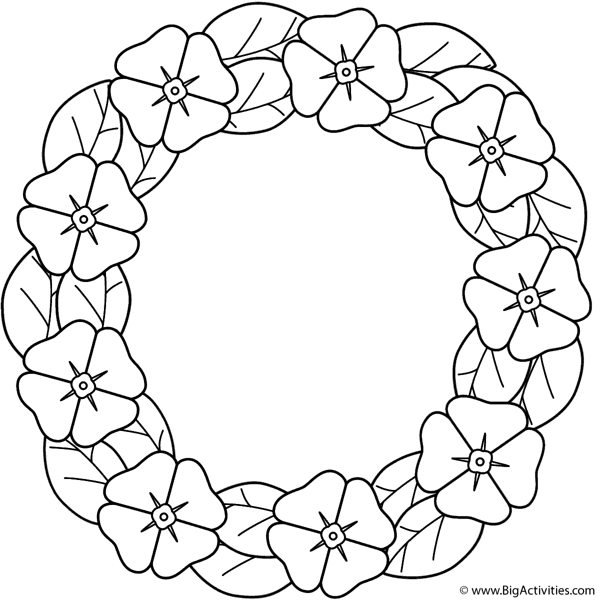 Poppy wreath - Coloring Page (Anzac Day)