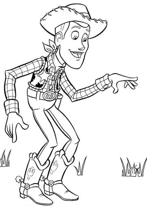 Sheriff Woody Pretend to Shot in Toy Story Coloring Page: Sheriff ...