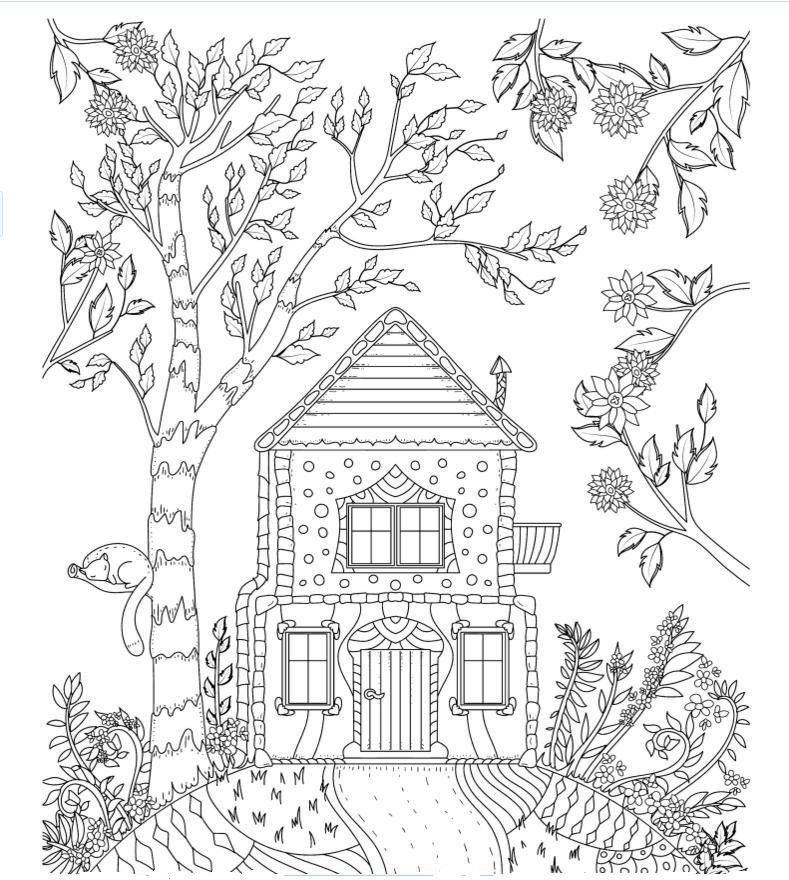Cottage on the hill coloring page | Free coloring pages, Cool ...