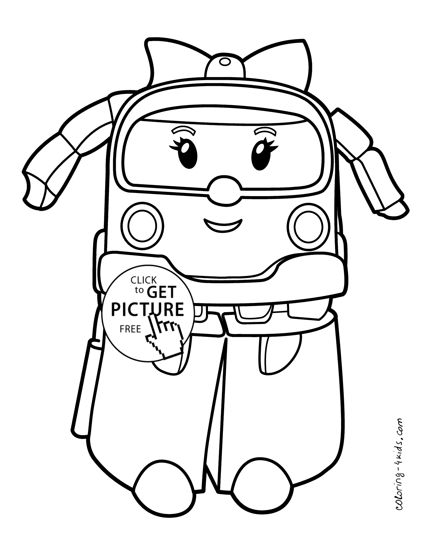 Robocar Poli coloring pages Amber for kids, printable free |  coloing-4kids.com
