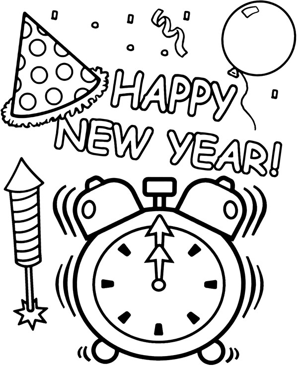 Printable Happy New Year coloring card