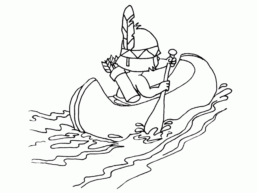 native american coloring pages canoe Coloring4free - Coloring4Free.com