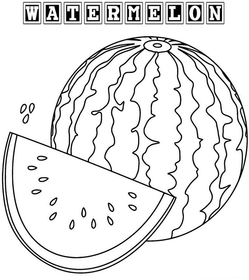 Watermelon Coloring Book For Kids | Fruit coloring pages, Summer coloring  pages, Coloring pages for kids