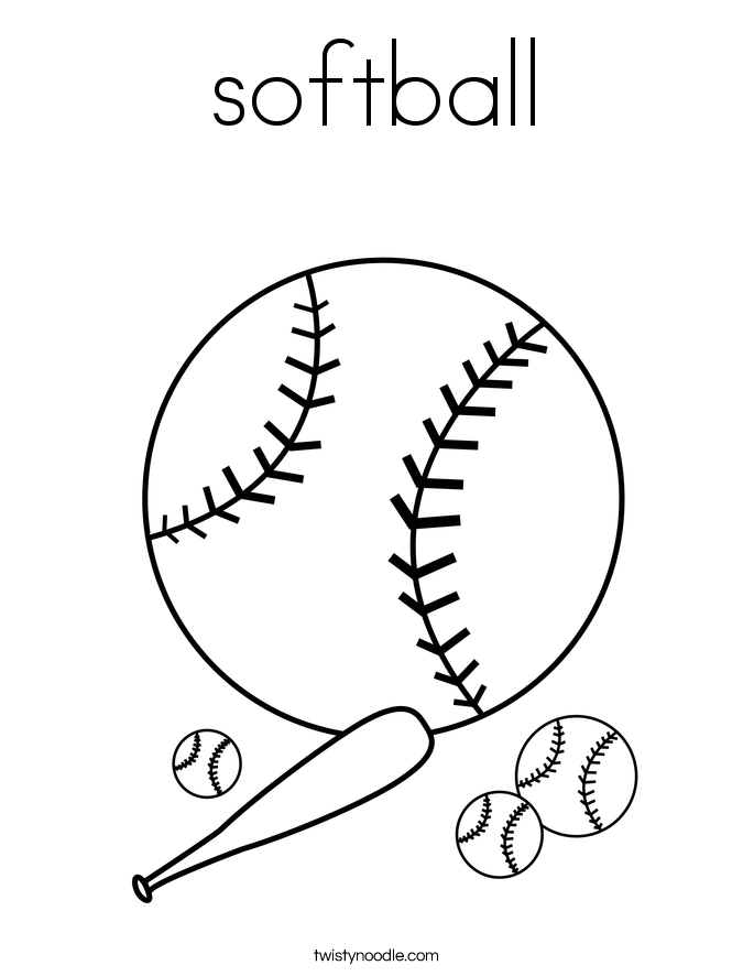 softball Coloring Page - Twisty Noodle