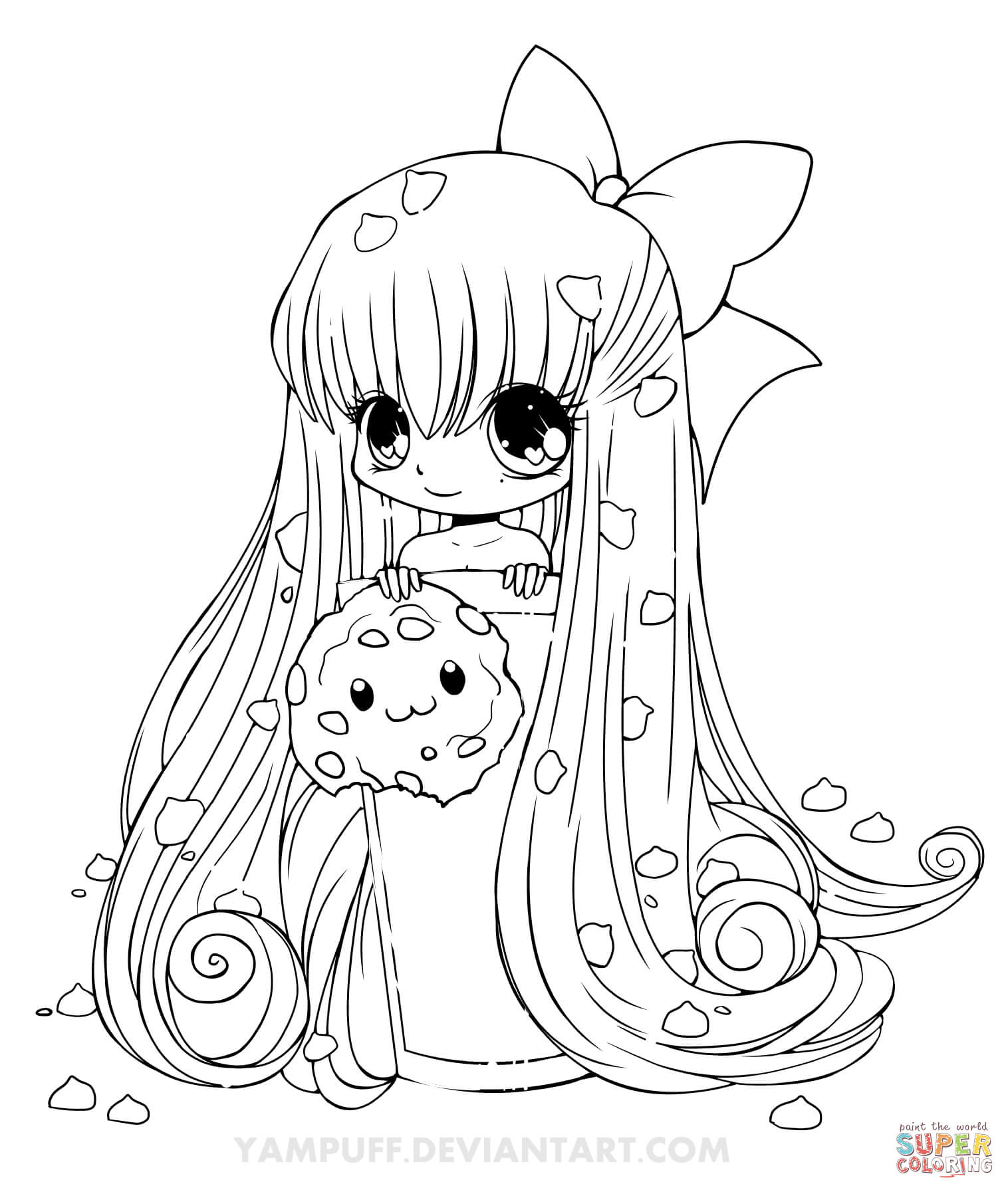Chibi Popcorn Girl coloring page | Free Printable Coloring Pages