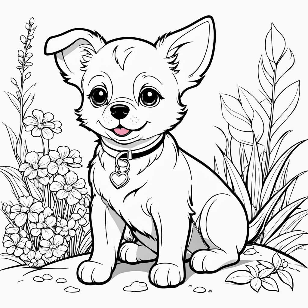 Kawaii style coloring page of a cute ...