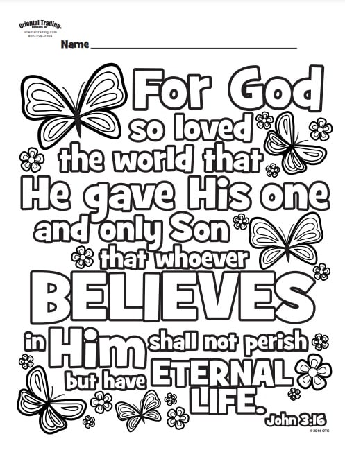 John 3:16 Coloring Page - The Frugal Free Gal
