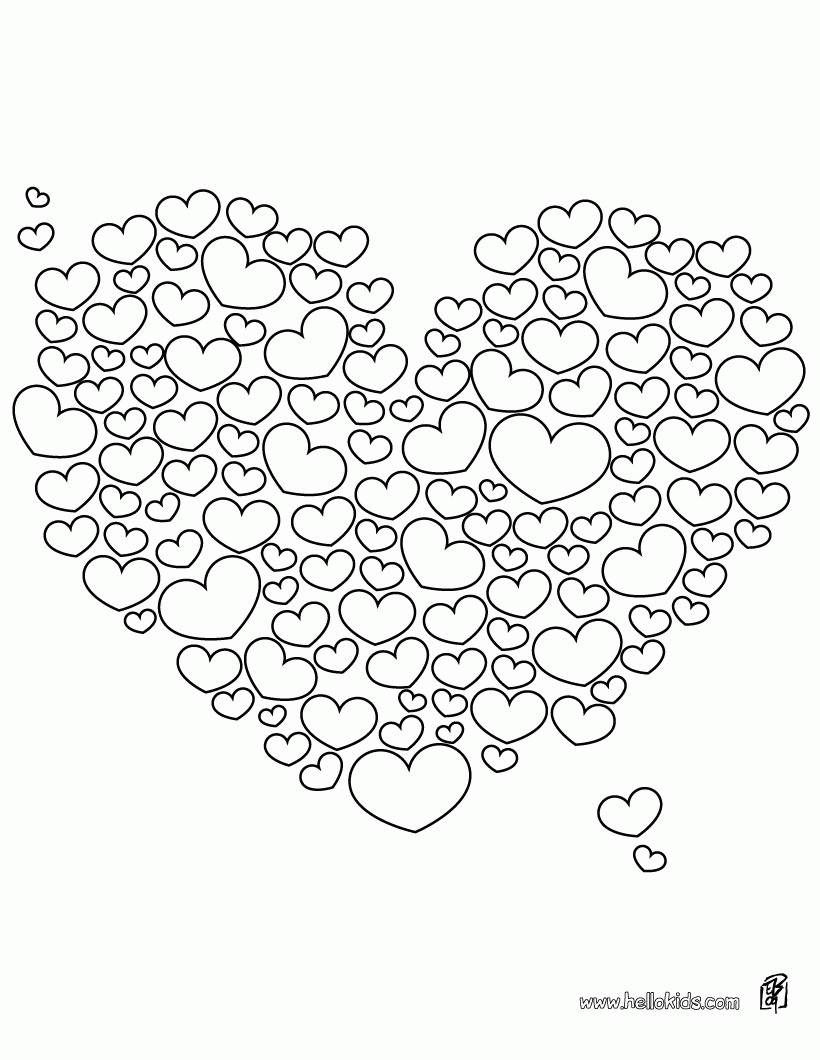 Hearts And Roses Coloring Pages Printable Heart Coloring Page ...