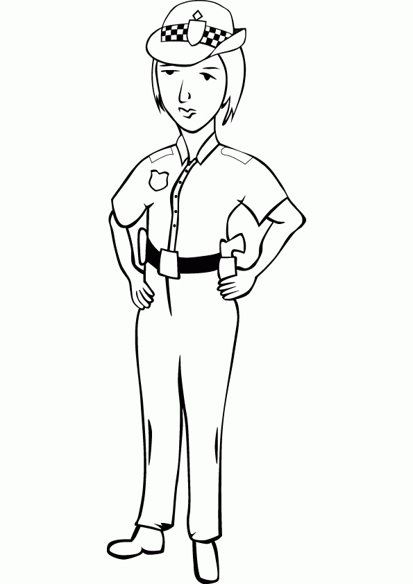Police women coloring pages for kids