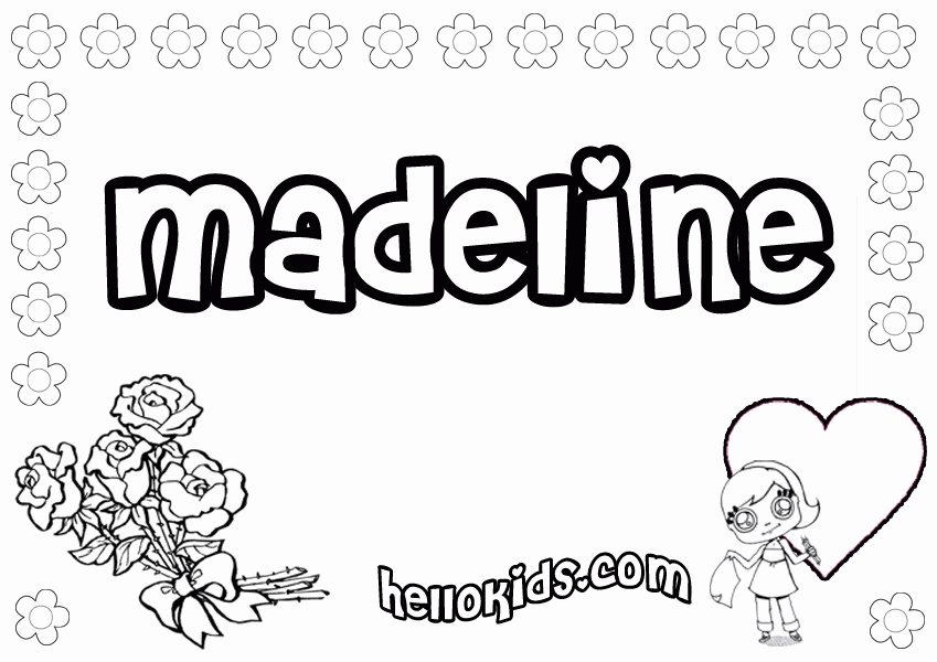 girls name coloring pages, Madeline girly name to color