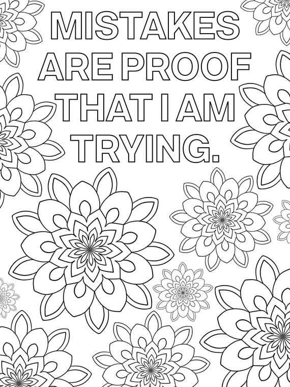 Growth Mindset Coloring Pages Printable Mandala Positive | Etsy