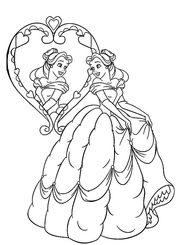 Belle Look In The Mirror Coloring Pages : Coloring Sun