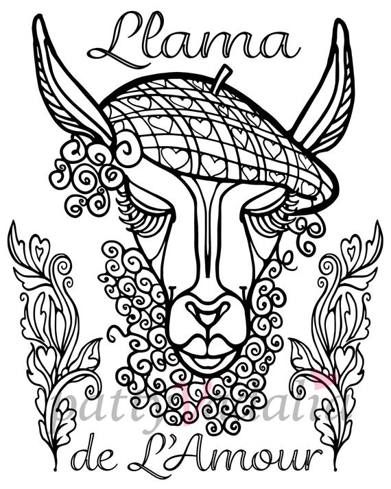Llama Coloring Page. Instant Download. Adult Coloring Page. | Etsy