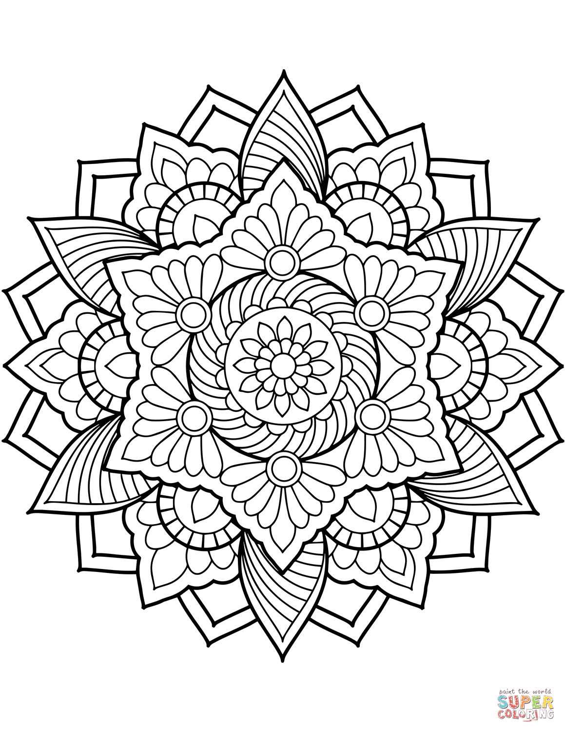Flower Mandala Coloring Page From Floral Mandalas Category. Select ...