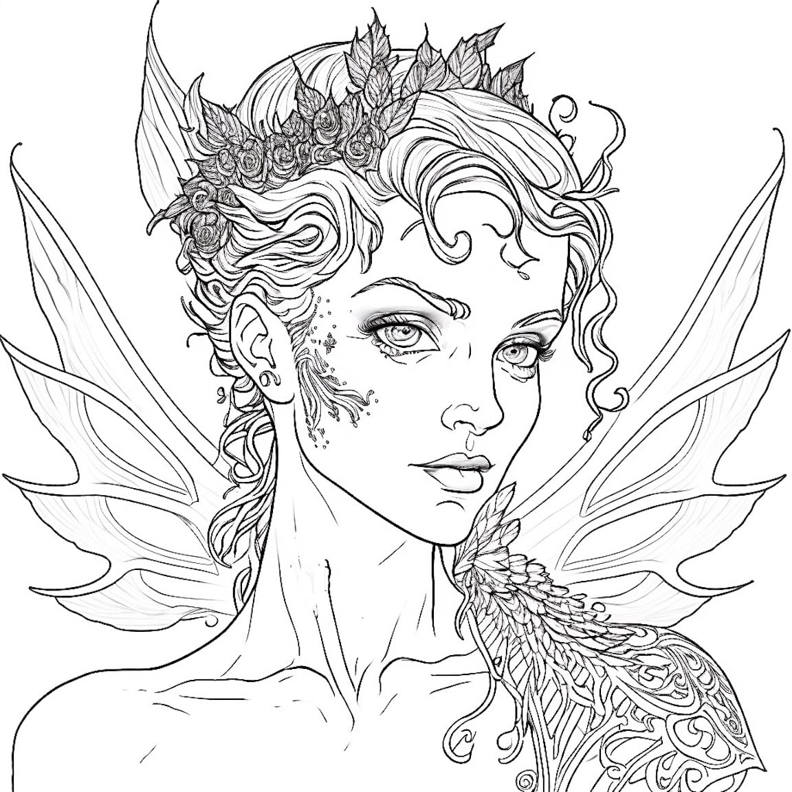 Fascinating Fairy Coloring Page For Adults Mindful Life - Coloring Home